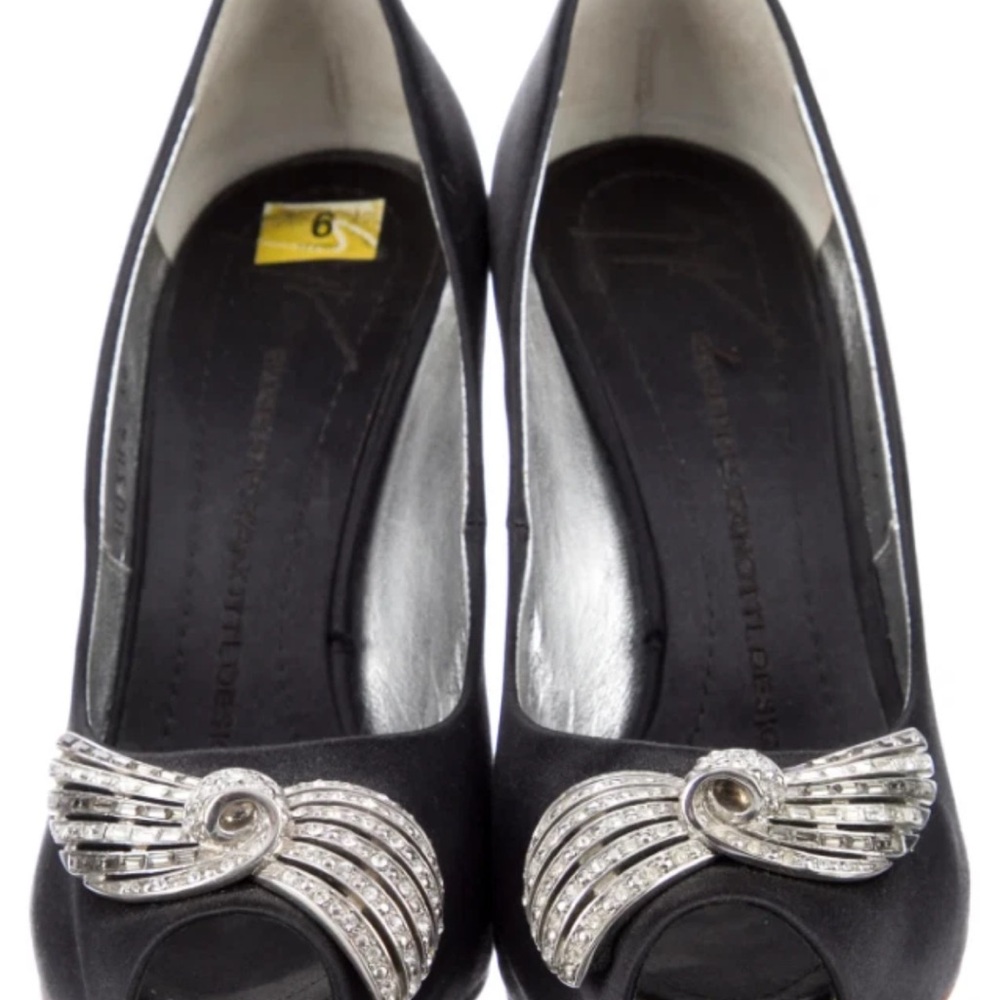 Giuseppe Zanotti Black Heels with Silver Embellishments